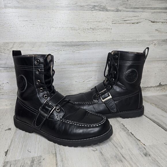 Cadillac Boots Mens 8.5 Black w/ Buckle Rare Motorcycle Biker Style 916974 - Picture 2 of 16